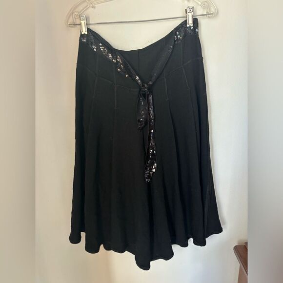 Sonia Rykiel black wide leg wool blend pants with sequin belt size T38 - Picture 8 of 9